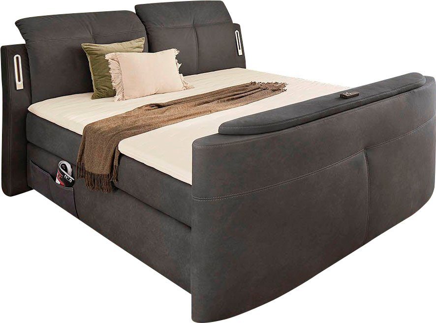 Jockenhöfer Gruppe Boxspringbett MOVIESTAR, mit Taschenfederkernmatratze H3-H4, inkl. LED-Beleuchtung (mit versenkbarem TV-Lift und Fernbedienung, verstellbare  – Bild 2 von 5