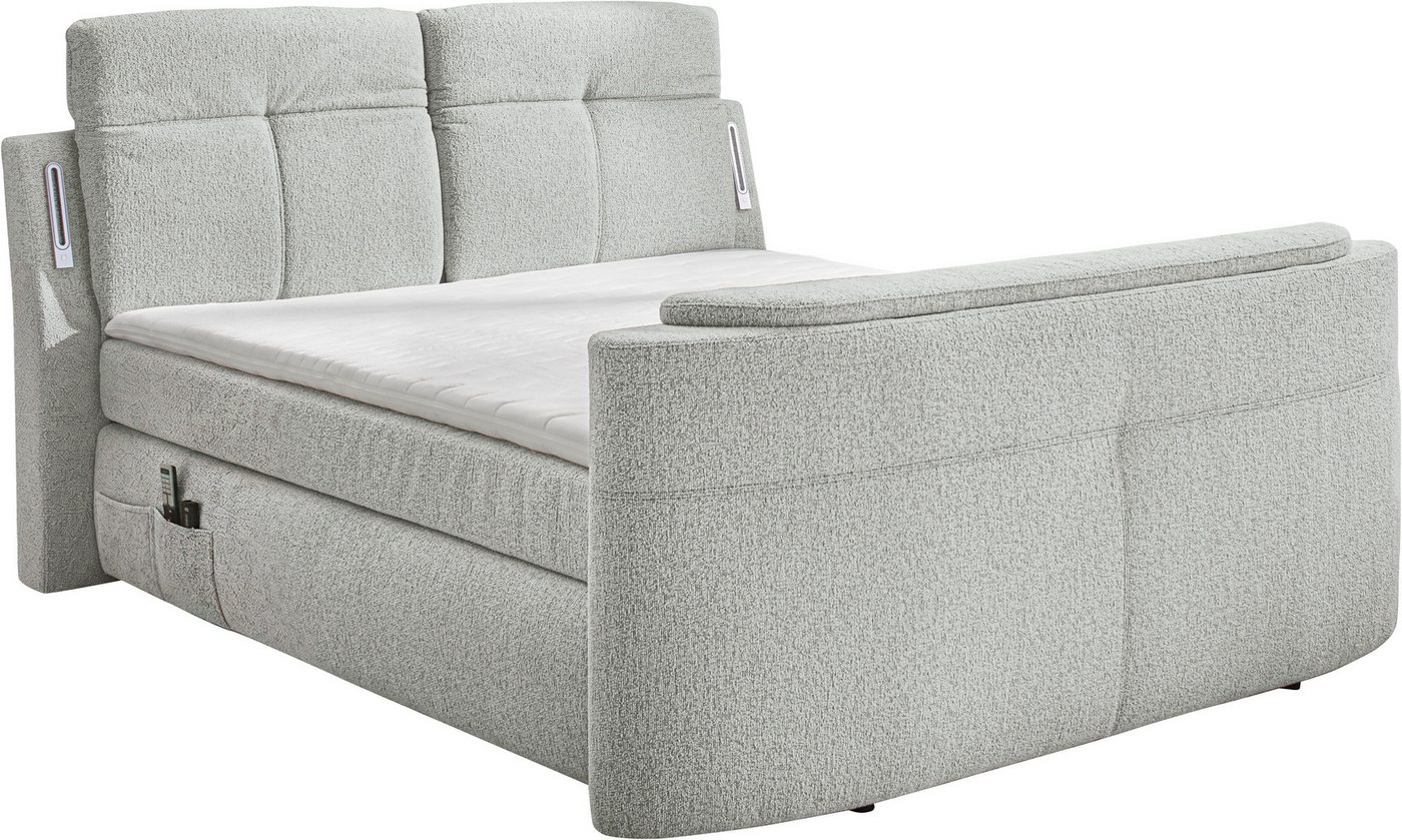 Jockenhöfer Gruppe Boxspringbett MOVIESTAR, mit Taschenfederkernmatratze H3-H4, inkl. LED-Beleuchtung (mit versenkbarem TV-Lift und Fernbedienung, verstellbare  – Bild 2 von 5