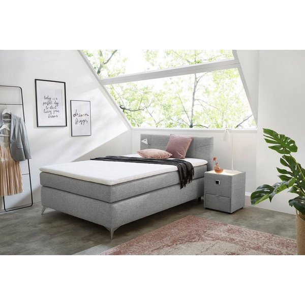Jockenhöfer Gruppe Boxspringbett Nora erhältlich in den Größen 100,120 & 140cm, mit Topper und höhenvariablem Kopfteil