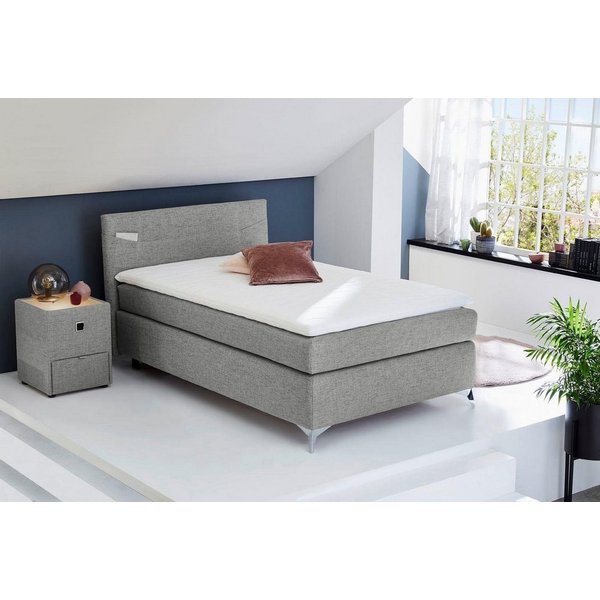 Jockenhöfer Gruppe Boxspringbett Nora erhältlich in den Größen 100,120 & 140cm, mit Topper und höhenvariablem Kopfteil
