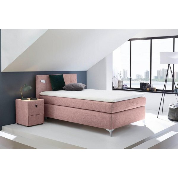 Jockenhöfer Gruppe Boxspringbett Nora erhältlich in den Größen 100,120 & 140cm, mit Topper und höhenvariablem Kopfteil
