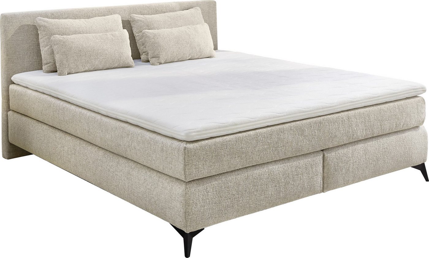 Jockenhöfer Gruppe Boxspringbett PAULINA inkl. Bonnell- oder Tonnentaschenfederkernmatratze H2-H4 (Chenille-Bezug), mit 6cm PUR- oder Kaltschaumtopper, 140x200c – Bild 2 von 5