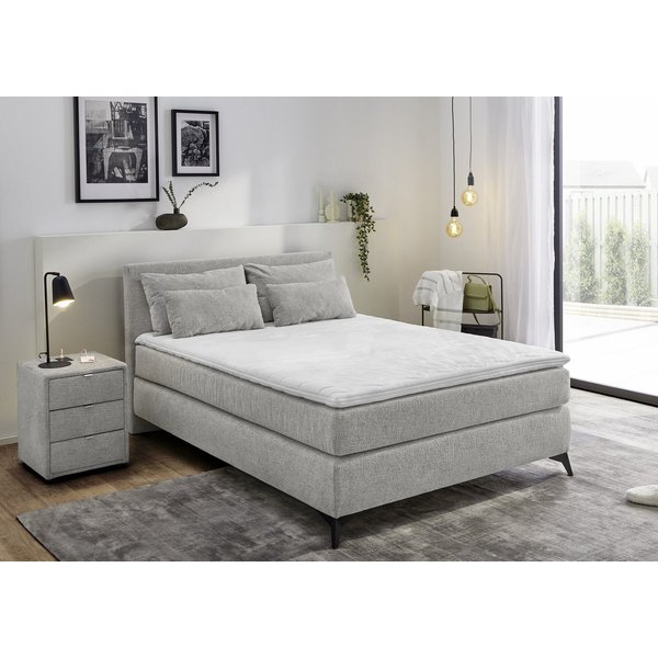 Jockenhöfer Gruppe Boxspringbett PAULINA inkl. Bonnell- oder Tonnentaschenfederkernmatratze H2-H4 (Chenille-Bezug), mit 6cm PUR- oder Kaltschaumtopper, 140x200c