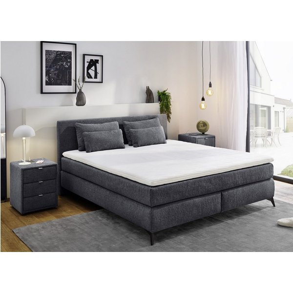 Jockenhöfer Gruppe Boxspringbett PAULINA inkl. Bonnell- oder Tonnentaschenfederkernmatratze H2-H4 (Chenille-Bezug), mit 6cm PUR- oder Kaltschaumtopper, 140x200c