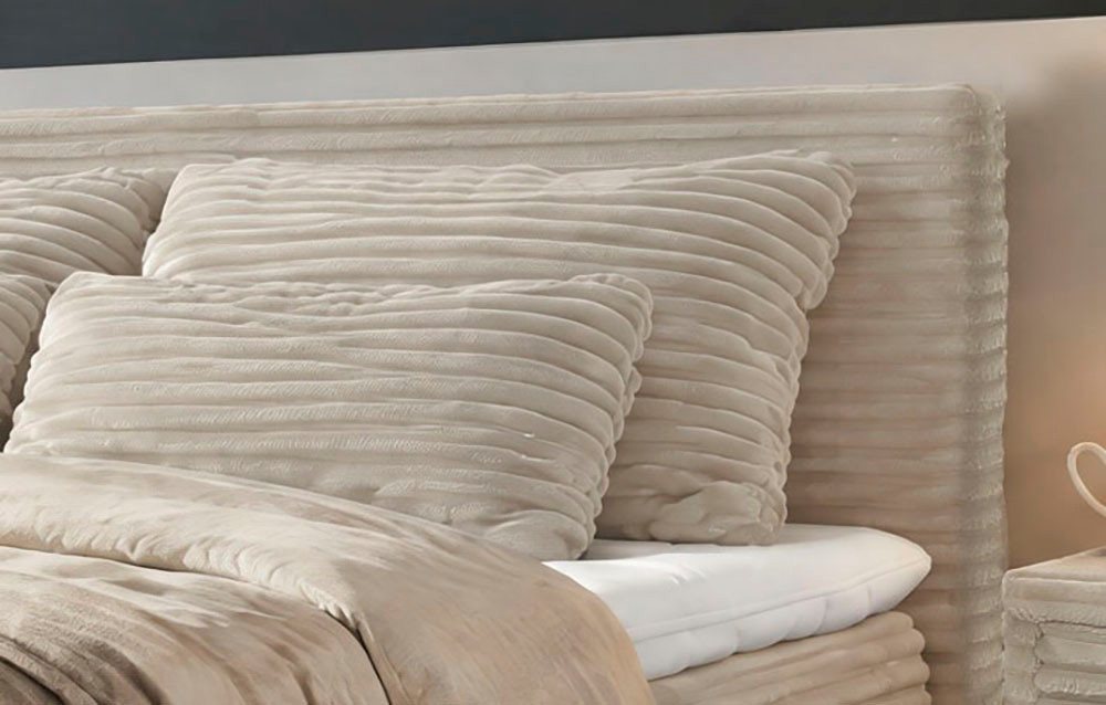 Jockenhöfer Gruppe Boxspringbett PAULINA inkl. Bonnell- oder Tonnentaschenfederkernmatratze H2-H4 (kuscheliger Breitcord), mit 6cm PUR- oder Kaltschaumtopper, 1 – Bild 3 von 5