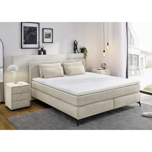Jockenhöfer Gruppe Boxspringbett PAULINA inkl. Bonnell- oder Tonnentaschenfederkernmatratze H2-H4 (Chenille-Bezug), mit 6cm PUR- oder Kaltschaumtopper, 140x200c