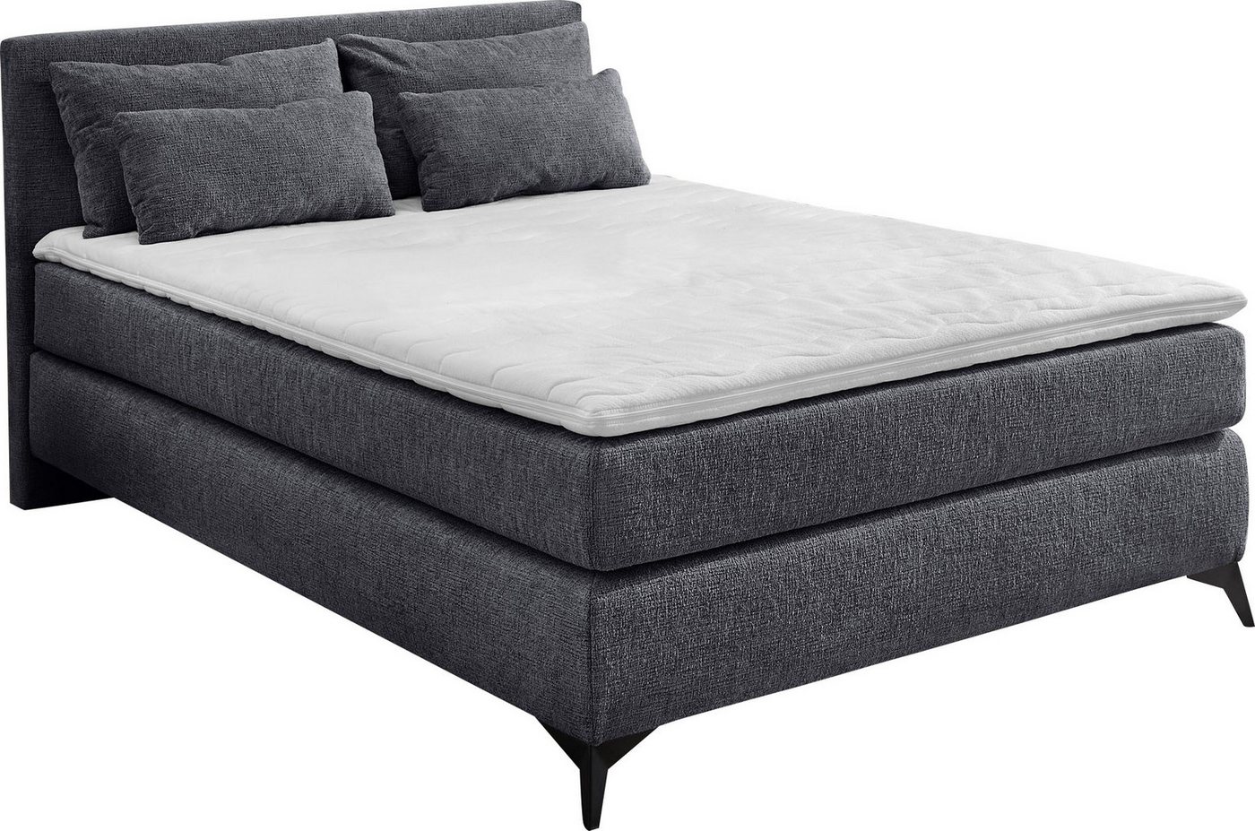 Jockenhöfer Gruppe Boxspringbett PAULINA inkl. Bonnell- oder Tonnentaschenfederkernmatratze H2-H4 (Chenille-Bezug), mit 6cm PUR- oder Kaltschaumtopper, 140x200c – Bild 2 von 5