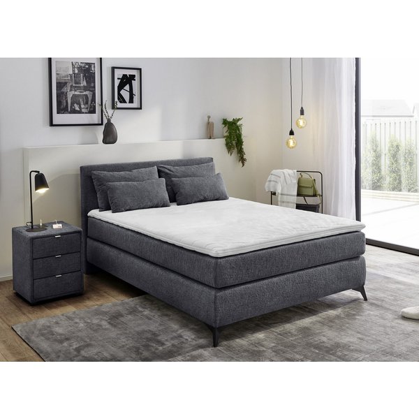 Jockenhöfer Gruppe Boxspringbett PAULINA inkl. Bonnell- oder Tonnentaschenfederkernmatratze H2-H4 (Chenille-Bezug), mit 6cm PUR- oder Kaltschaumtopper, 140x200c