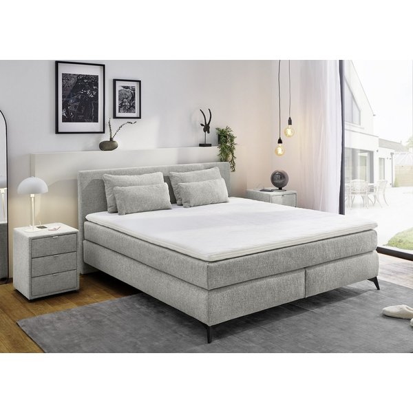Jockenhöfer Gruppe Boxspringbett PAULINA inkl. Bonnell- oder Tonnentaschenfederkernmatratze H2-H4 (Chenille-Bezug), mit 6cm PUR- oder Kaltschaumtopper, 140x200c