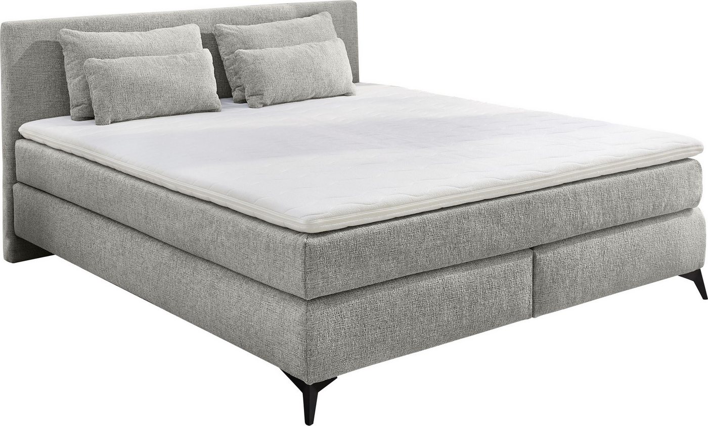 Jockenhöfer Gruppe Boxspringbett PAULINA inkl. Bonnell- oder Tonnentaschenfederkernmatratze H2-H4 (Chenille-Bezug), mit 6cm PUR- oder Kaltschaumtopper, 140x200c – Bild 2 von 5