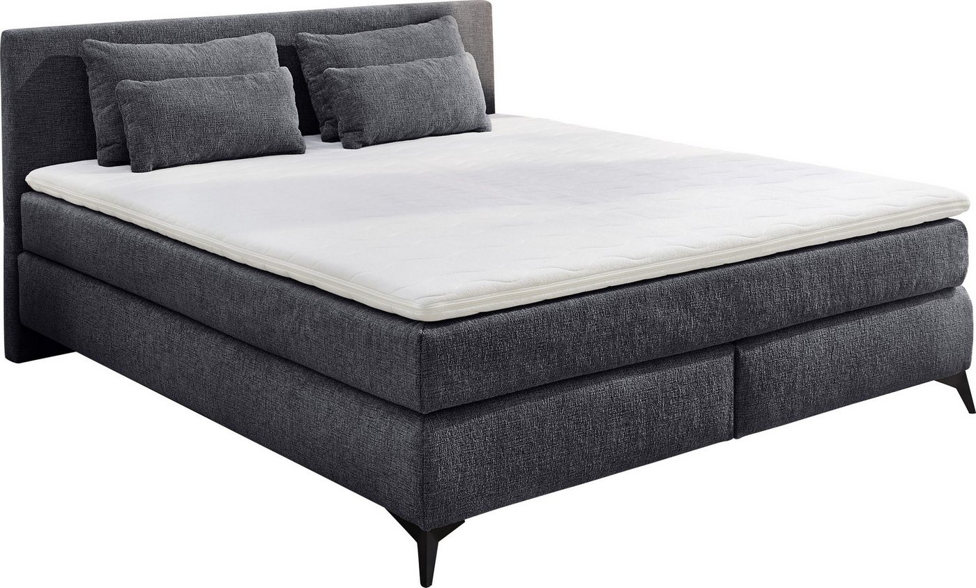 Jockenhöfer Gruppe Boxspringbett PAULINA inkl. Bonnell- oder Tonnentaschenfederkernmatratze H2-H4 (Chenille-Bezug), mit 6cm PUR- oder Kaltschaumtopper, 140x200c – Bild 2 von 5