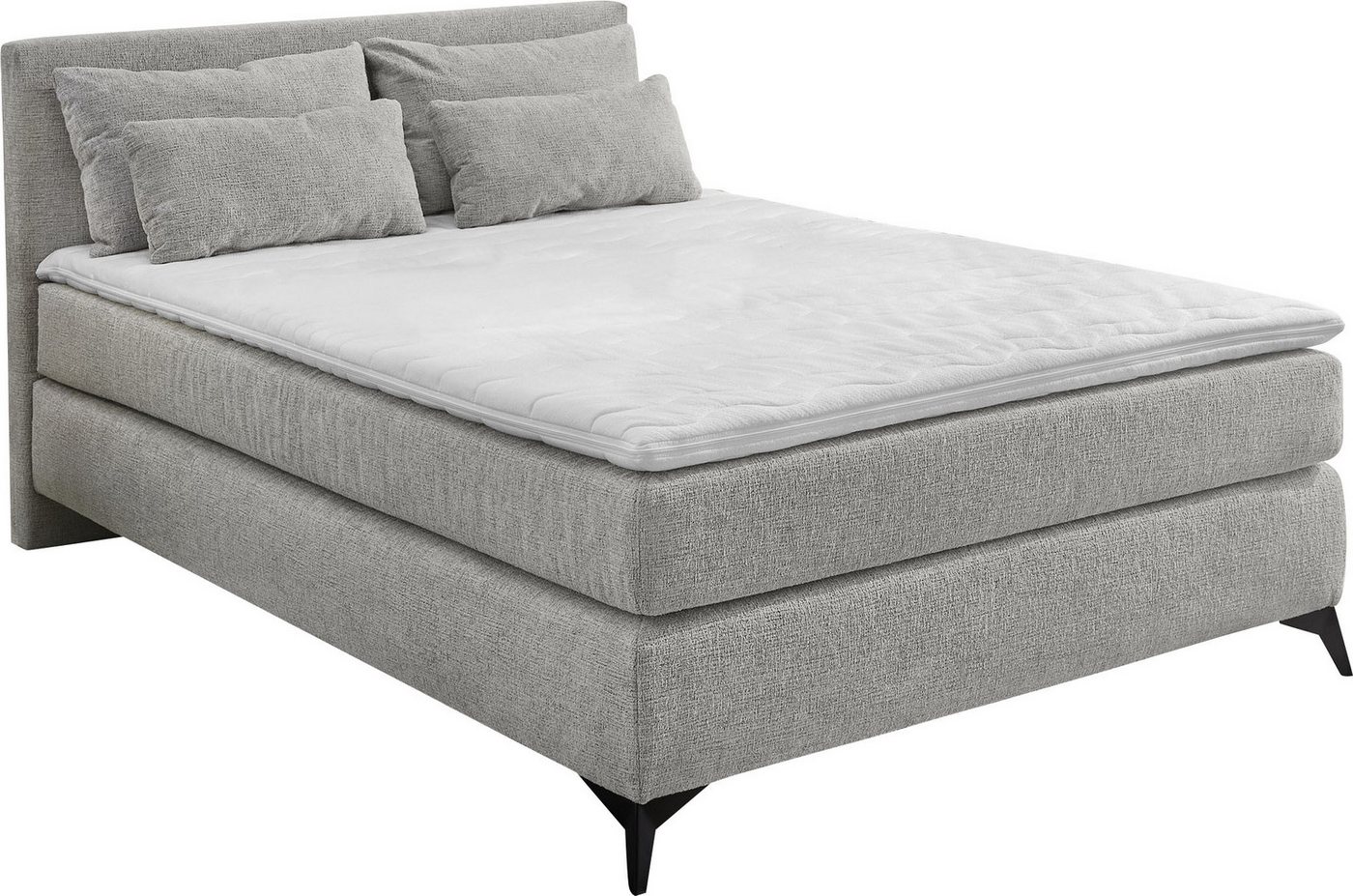 Jockenhöfer Gruppe Boxspringbett PAULINA inkl. Bonnell- oder Tonnentaschenfederkernmatratze H2-H4 (Chenille-Bezug), mit 6cm PUR- oder Kaltschaumtopper, 140x200c – Bild 2 von 5