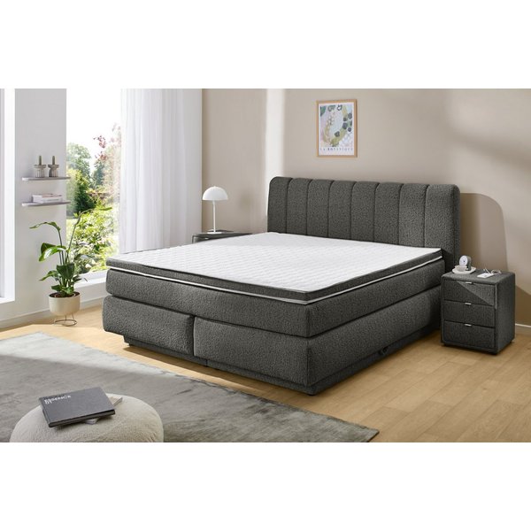 Jockenhöfer Gruppe Boxspringbett TILDA, wahlweise mit Bettkasten, mit Taschenfederkernmatratze H3-H4, mit Kaltschaumtopper, hochwertiger Strukturstoff-Bezug, 18