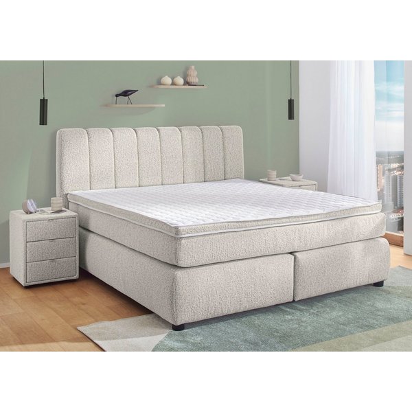 Jockenhöfer Gruppe Boxspringbett TILDA, wahlweise mit Bettkasten, mit Taschenfederkernmatratze H3-H4, mit Kaltschaumtopper, hochwertiger Strukturstoff-Bezug, 18