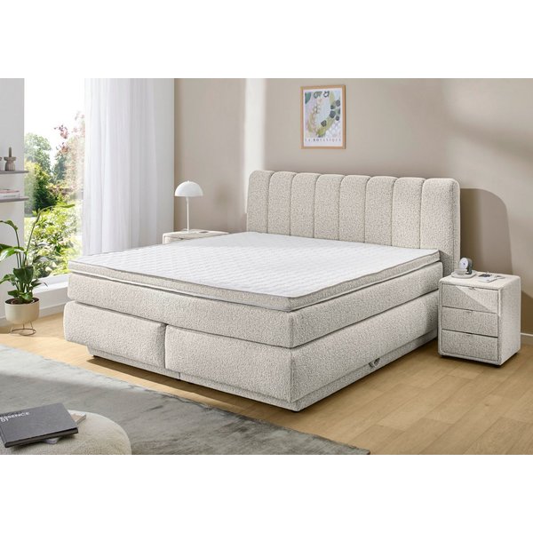 Jockenhöfer Gruppe Boxspringbett TILDA, wahlweise mit Bettkasten, mit Taschenfederkernmatratze H3-H4, mit Kaltschaumtopper, hochwertiger Strukturstoff-Bezug, 18