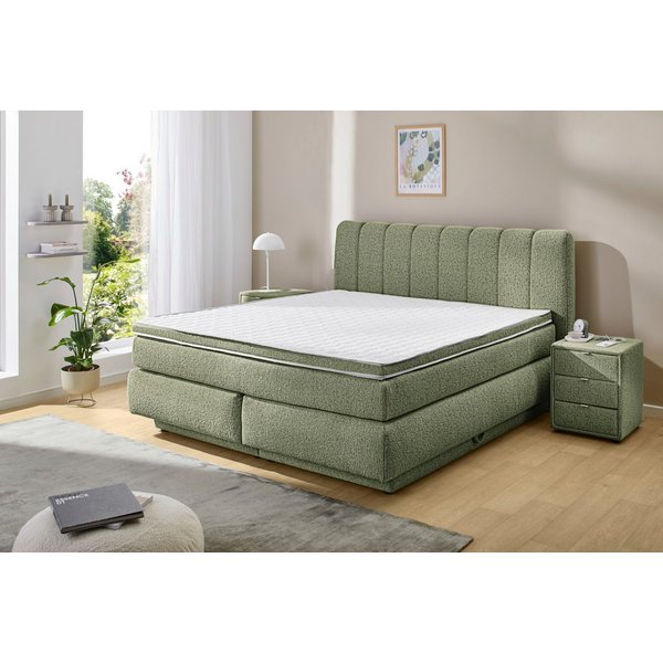 Jockenhöfer Gruppe Boxspringbett TILDA, wahlweise mit Bettkasten, mit Taschenfederkernmatratze H3-H4, mit Kaltschaumtopper, hochwertiger Strukturstoff-Bezug, 18