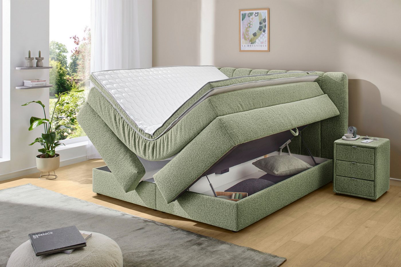 Jockenhöfer Gruppe Boxspringbett TILDA, wahlweise mit Bettkasten, mit Taschenfederkernmatratze H3-H4, mit Kaltschaumtopper, hochwertiger Strukturstoff-Bezug, 18 – Bild 2 von 5
