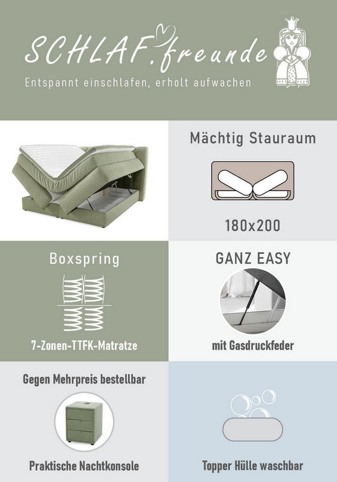 Jockenhöfer Gruppe Boxspringbett TILDA, wahlweise mit Bettkasten, mit Taschenfederkernmatratze H3-H4, mit Kaltschaumtopper, hochwertiger Strukturstoff-Bezug, 18 – Bild 5 von 5