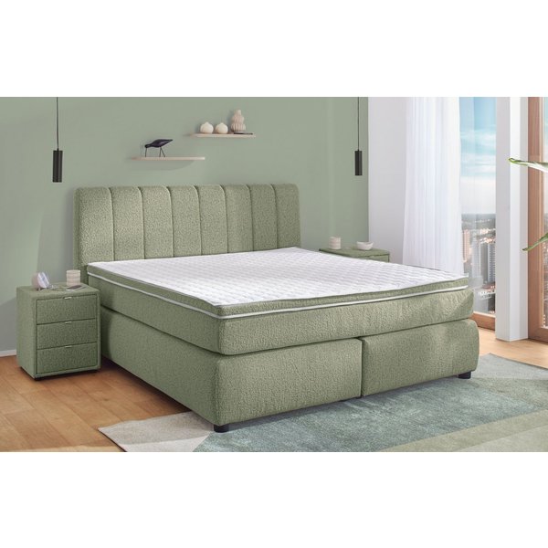 Jockenhöfer Gruppe Boxspringbett TILDA, wahlweise mit Bettkasten, mit Taschenfederkernmatratze H3-H4, mit Kaltschaumtopper, hochwertiger Strukturstoff-Bezug, 18