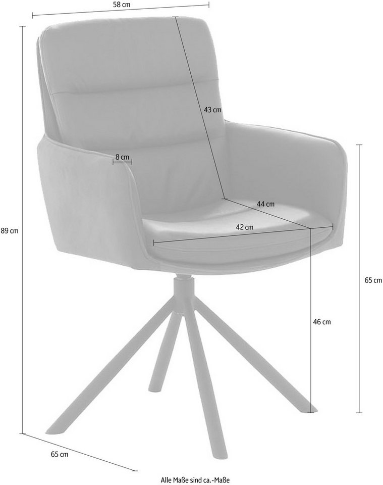 Jockenhöfer Gruppe Drehstuhl Audrey (Set, 2 St), Echtleder, inklusive Drehfunktion (360), Materialmix, 150kg belastbar – Bild 5 von 5
