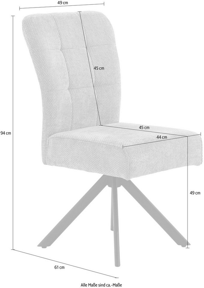 Jockenhöfer Gruppe Drehstuhl Becky (Set, 4 St) (Set, 4 St), Inklusive Drehfunktion (360), Taschenfederkern, bis 150kg belastbar – Bild 5 von 5