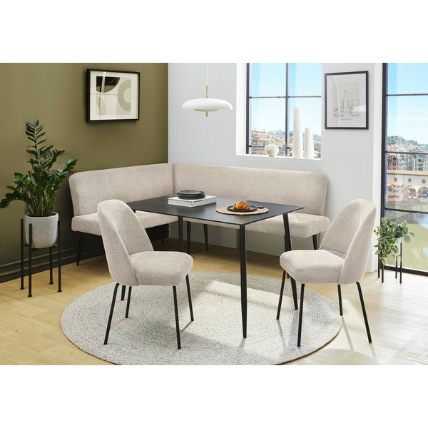 Jockenhöfer Gruppe Eckbankgruppe Melvin (Set, 4-tlg. Tisch, Bank und 2 Stühle), Taschenfederkern, (Set), Tisch (120x75cm) schwarz, Bank und Stühle anthrazit ode