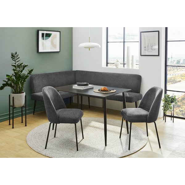 Jockenhöfer Gruppe Eckbankgruppe Melvin (Set, 4-tlg. Tisch, Bank und 2 Stühle), Taschenfederkern, (Set), Tisch (120x75cm) schwarz, Bank und Stühle anthrazit ode
