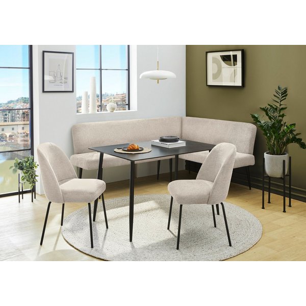 Jockenhöfer Gruppe Eckbankgruppe Melvin (Set, 4-tlg. Tisch, Bank und 2 Stühle), Taschenfederkern, (Set), Tisch (120x75cm) schwarz, Bank und Stühle anthrazit ode