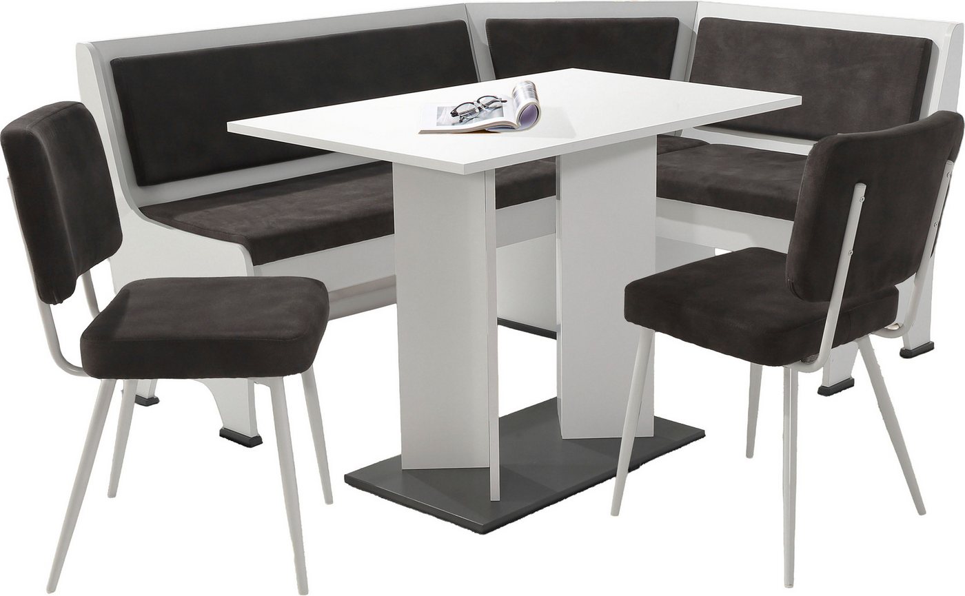 Jockenhöfer Gruppe Eckbankgruppe Theo (Set, 4-tlg. Tisch, Bank und 2 Stühle) 2 Farben wählbar, (Set, 4-tlg), Bank links/rechts montierbar, mit Stauraum, Stühle  – Bild 2 von 5