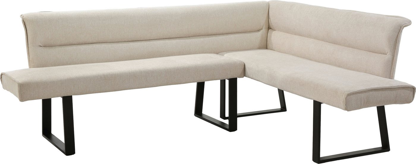 Jockenhöfer Gruppe Eckbankgruppe Tisch, Bank und 2 Stühle, Taschenfederkern, (Set, 4-tlg), Tisch (140x90cm) schwarz, Bank und Stühle anthrazit oder beige – Bild 4 von 5