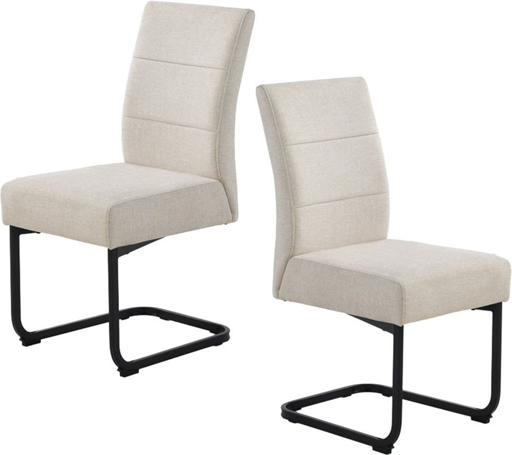 Jockenhöfer Gruppe Eckbankgruppe Tisch, Bank und 2 Stühle, Taschenfederkern, (Set, 4-tlg), Tisch (140x90cm) schwarz, Bank und Stühle anthrazit oder beige – Bild 5 von 5