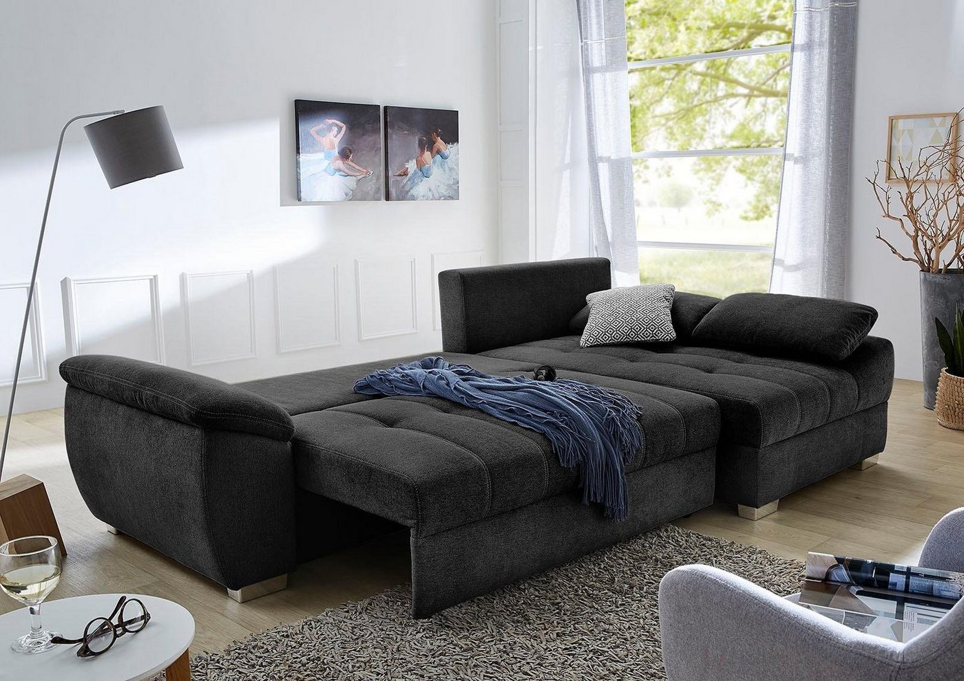 Jockenhöfer Gruppe Ecksofa Alster L-Form, B: 268 cm, mit Schlaffunktion, Bettkasten & Zierkissen – Bild 2 von 5