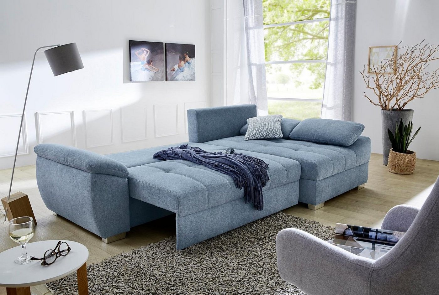 Jockenhöfer Gruppe Ecksofa Alster L-Form, B: 268 cm, mit Schlaffunktion, Bettkasten & Zierkissen – Bild 2 von 5