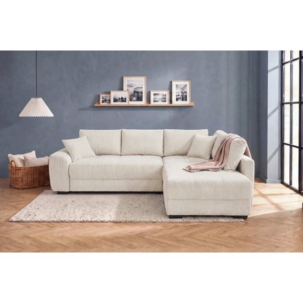 Jockenhöfer Gruppe Ecksofa Amalfi L-Form, B: 270 cm, Liegefl. 146x224 cm, Dauerschlafsofa, Couch mit Tonnentaschen-Federkern, Topper, Bettkasten & Kissen