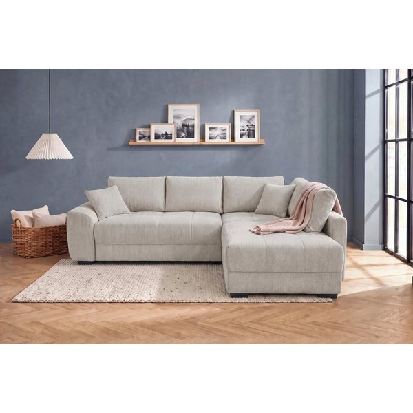Jockenhöfer Gruppe Ecksofa Amalfi L-Form, B: 270 cm, Liegefl. 146x224 cm, Dauerschlafsofa, Couch mit Tonnentaschen-Federkern, Topper, Bettkasten & Kissen