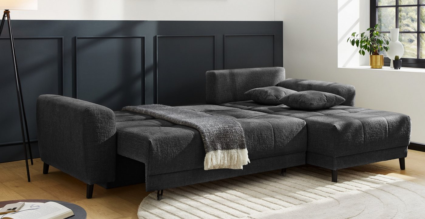 Jockenhöfer Gruppe Ecksofa Beverly L-Form, Schlaffunktion und Bettkasten, inkl. Zierkissen, Couch frei stellbar, Recamiere beidseitig montierbar – Bild 2 von 5