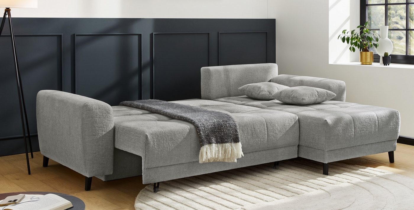 Jockenhöfer Gruppe Ecksofa Beverly L-Form, Schlaffunktion und Bettkasten, inkl. Zierkissen, Couch frei stellbar, Recamiere beidseitig montierbar – Bild 2 von 5