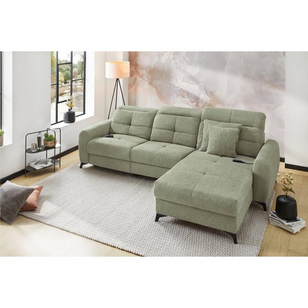 Jockenhöfer Gruppe Ecksofa Chillout L-Form, B: 288 cm, elektr. Relaxfunktion im Sitz und Ottomane, 140kg Belastbarkeit je Sitz, Kopfteilverstellung & Zierkissen