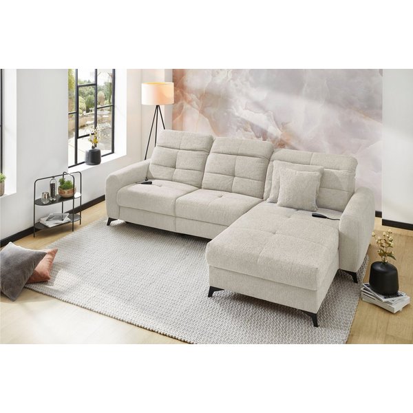 Jockenhöfer Gruppe Ecksofa Chillout L-Form, B: 288 cm, elektr. Relaxfunktion im Sitz und Ottomane, 140kg Belastbarkeit je Sitz, Kopfteilverstellung & Zierkissen