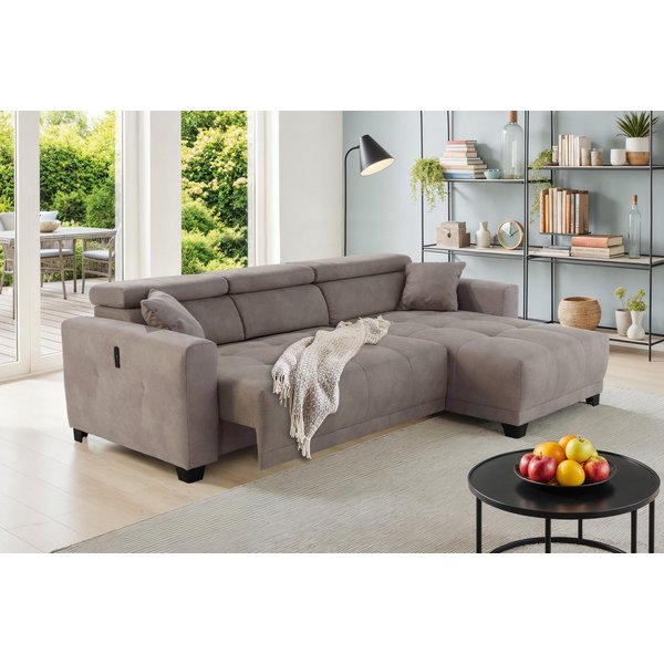 Jockenhöfer Gruppe Ecksofa Cremona L-Form, B: 263 cm, mit 30 cm elektr. Sitztiefenverstellung, 140kg Belastbarkeit je Sitz, Kopfteilverstellung & USB-Anschluss
