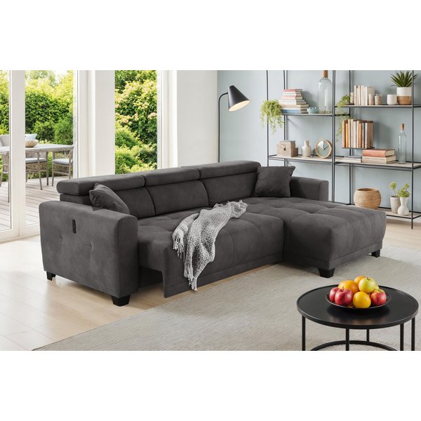 Jockenhöfer Gruppe Ecksofa Cremona L-Form, B: 263 cm, mit 30 cm elektr. Sitztiefenverstellung, 140kg Belastbarkeit je Sitz, Kopfteilverstellung & USB-Anschluss
