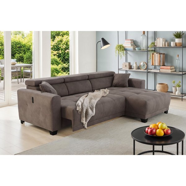 Jockenhöfer Gruppe Ecksofa Cremona L-Form, B: 263 cm, mit 30 cm elektr. Sitztiefenverstellung, 140kg Belastbarkeit je Sitz, Kopfteilverstellung & USB-Anschluss