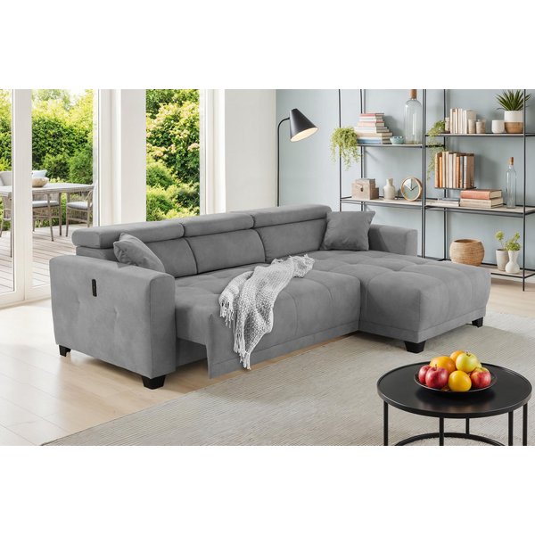 Jockenhöfer Gruppe Ecksofa Cremona L-Form, B: 263 cm, mit 30 cm elektr. Sitztiefenverstellung, 140kg Belastbarkeit je Sitz, Kopfteilverstellung & USB-Anschluss