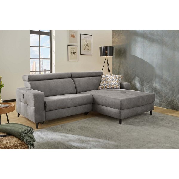 Jockenhöfer Gruppe Ecksofa Doppio L-Form, B: 247 cm, mit elektr. Relaxfunktion und, Kopfteilverstellung, USB-Anschluss, induktive Ladestation & Zierkissen