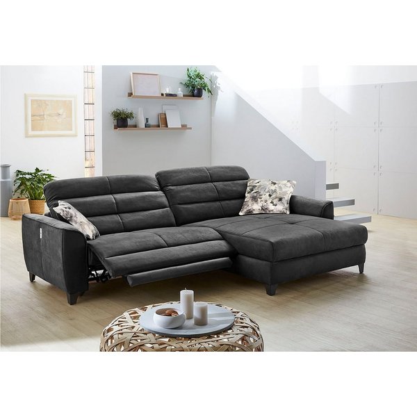 Jockenhöfer Gruppe Ecksofa Double One L-Form, B: 288 cm, 2x120 cm breite, elektr. Relaxfunktionen, Kopfteilverstellung, USB-Anschluss & Zierkissen