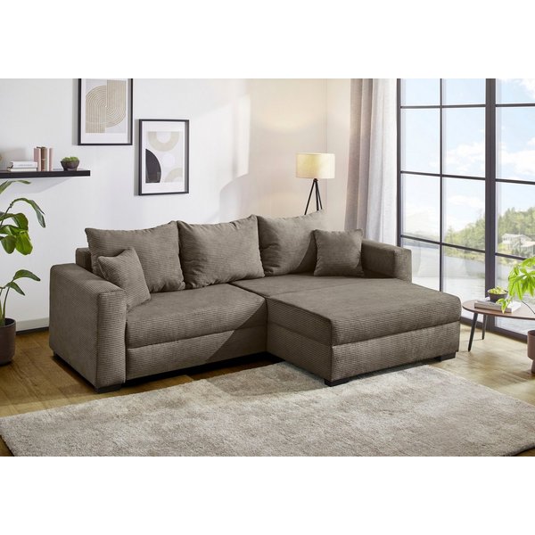 Jockenhöfer Gruppe Ecksofa Ecksofa Elmau, Größe Ottomane: XL, B:261cm, mit Schlaffunktion, Bettkasten & 2 Zierkissen