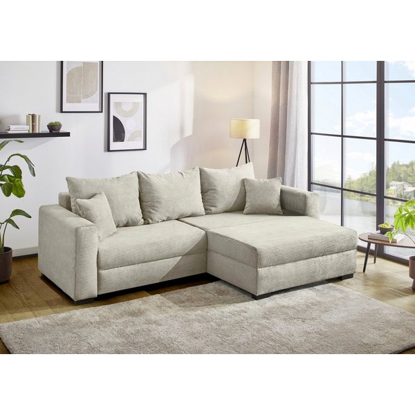 Jockenhöfer Gruppe Ecksofa Ecksofa Elmau, Größe Ottomane: XL, B:261cm, mit Schlaffunktion, Bettkasten & 2 Zierkissen