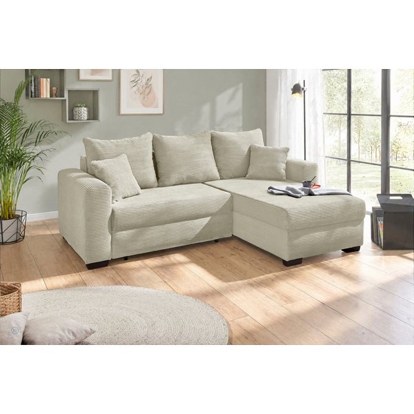 Jockenhöfer Gruppe Ecksofa Ecksofa Elmau, Größe Ottomane: L, B:235cm, optional mit Topper, mit Schlaffunktion, Bettkasten & 2 Zierkissen