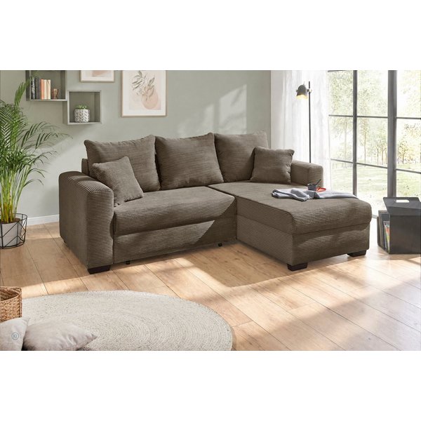Jockenhöfer Gruppe Ecksofa Ecksofa Elmau, Größe Ottomane: L, B:235cm, optional mit Topper, mit Schlaffunktion, Bettkasten & 2 Zierkissen