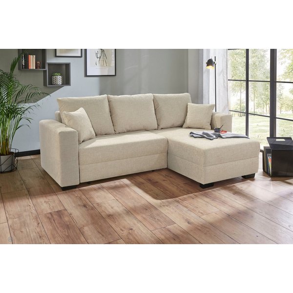 Jockenhöfer Gruppe Ecksofa Ecksofa Elmau, Größe Ottomane: L, B:235cm, optional mit Topper, mit Schlaffunktion, Topper, Bettkasten & 2 Zierkissen